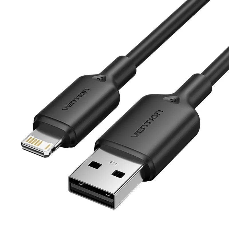VENTION LAMBH USB 2.0 Type-A Male to Lightning Male 2.4A Cable 2M Black PVC Type