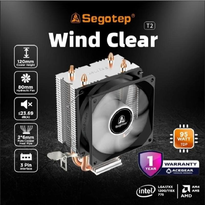 SEGOTEP T2 (Intel/AMD Single Tower 2 Heatpipe Air Cooler)