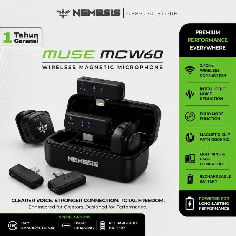 NYK NEMESIS MUSE MCW60 Wireless Magnetic Microphone With Docking